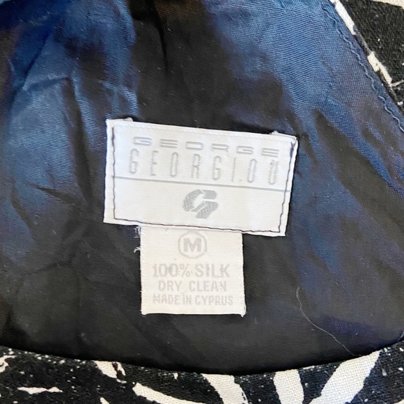 George Georgiou | Womens Vintage Black/White Silk Pattern Shift Dress | Size: M - Picture 5 of 8